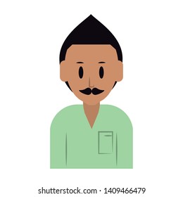 young man person upper body with moustache cartoon vector illustration graphic design