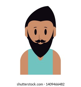 young man person upper body with beard cartoon vector illustration graphic design