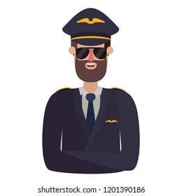 young man pilot with beard avatar character