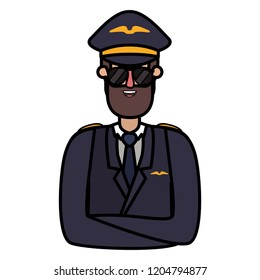 young man pilot with beard avatar character