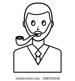young man with pipe smoke
