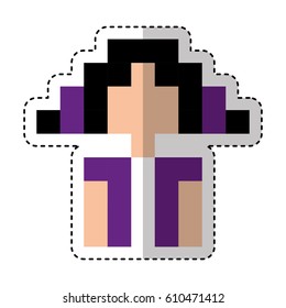 young man pixelated avatar character icon vector illustration design
