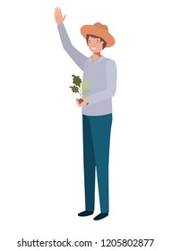 young man with plant avatar character