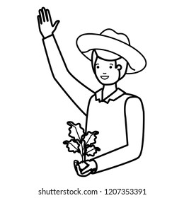young man with plant avatar character