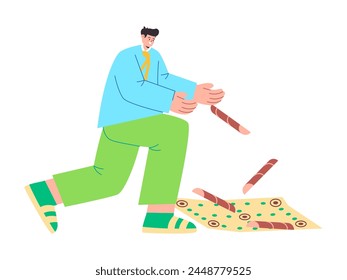 young man play toy yutnori korea traditional game fun leisure activity