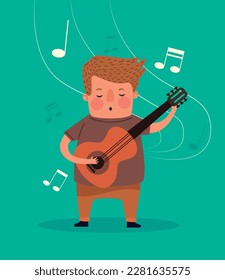 young man playing guitar character