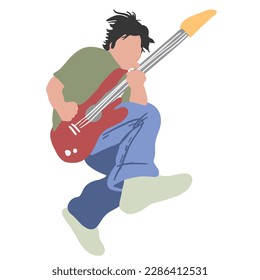 Young man playing guitar ,good for graphic design resource.