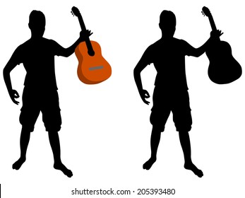 young man playing guitar, vector