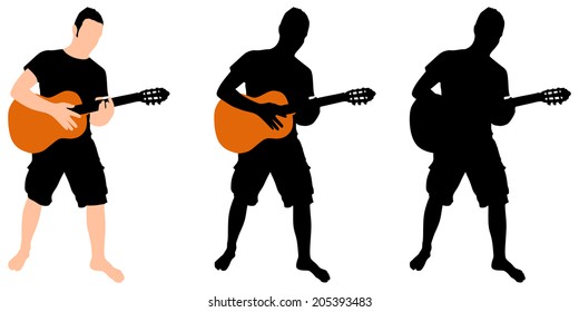 young man playing guitar, vector