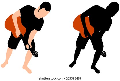 young man playing guitar, vector