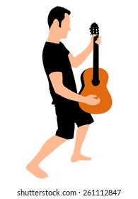 young man playing guitar, vector