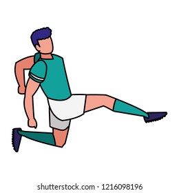 young man playing soccer