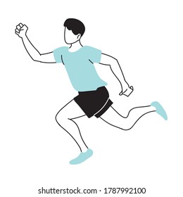 young man playing sports games vector illustration design