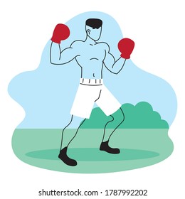 young man playing sports games in park vector illustration desing
