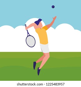 young man playing tennis