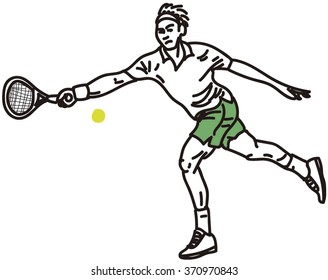 Young Man Playing Tennis