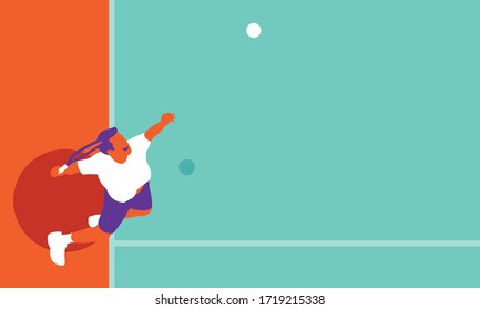 Young man playing tennis on court