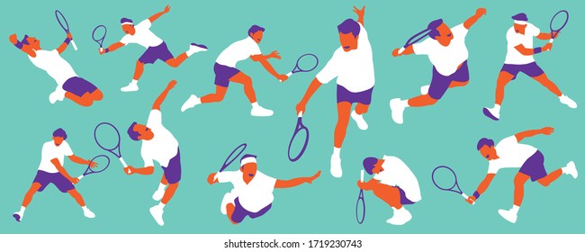 Young man playing tennis on court