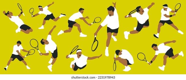 Young man playing tennis on court