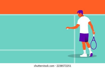 Young man playing tennis on court