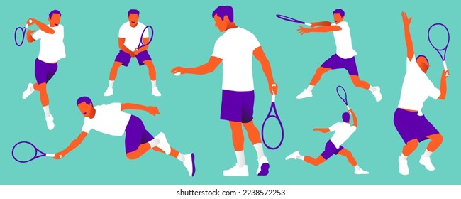 Young man playing tennis on court