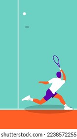 Young man playing tennis on court