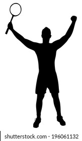 Young man playing tennis, vector 