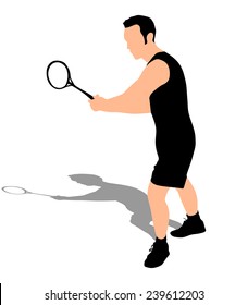 Young man playing tennis, vector 