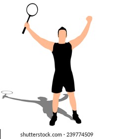Young man playing tennis, vector 
