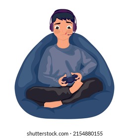young man playing video game character