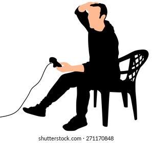 Young Man Playing Video Games, vector