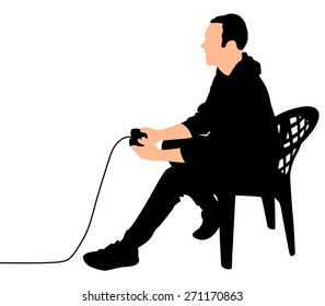 Young Man Playing Video Games, vector