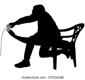 Young Man Playing Video Games, vector