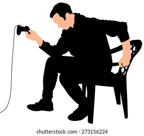 Young Man Playing Video Games, vector