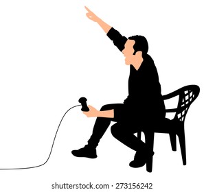 Young Man Playing Video Games, vector