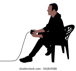 Young Man Playing Video Games, vector