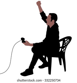 Young Man Playing Video Games, vector