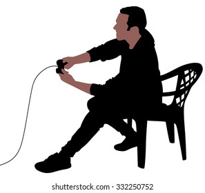Young Man Playing Video Games, vector