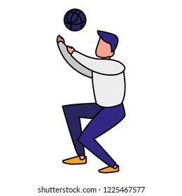 young man playing volleyball