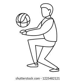 young man playing volleyball