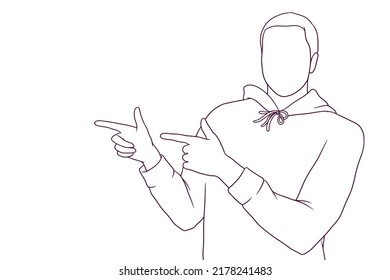joven señalando con la mano un ejemplo vectorial