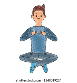 Young man with portable videogame scribble