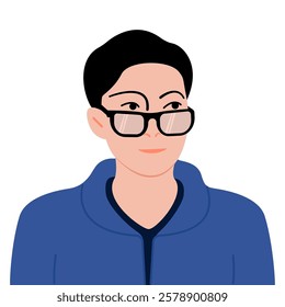 young man portrait with glasses, vector illustration