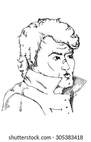 Young man portrait. Hand drawn on white background. Vector illustration.