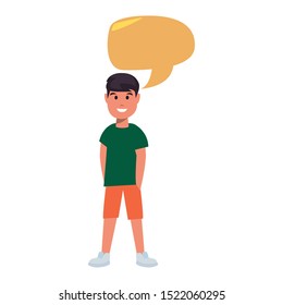 young man portrait talk bubble on white background vector illustration