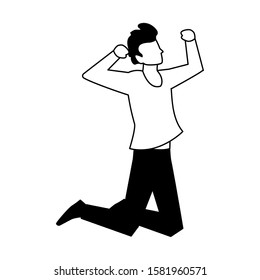 young man in pose of dancing on white background vector illustration design