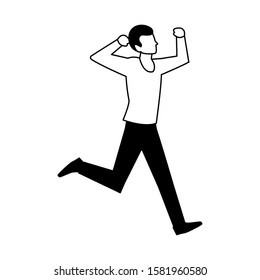 young man in pose of dancing on white background vector illustration design