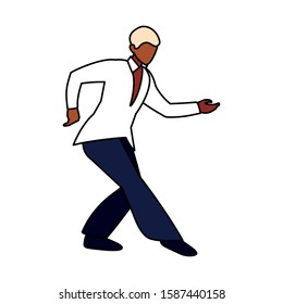 young man in pose of dancing on white background vector illustration design