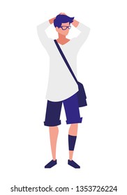 young man with pose of modeling