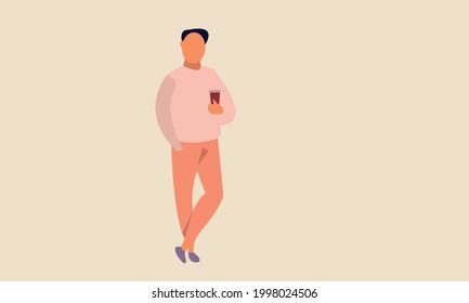 hombre joven posando con un vaso de café